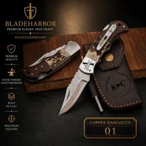 Copper Damascus Knife