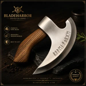Pizza axe stainless steel pizza cutter with wooden handle