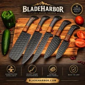 5 Piece Chef Knife Set with Pakka Wood Handles – Kitchen Knife Set | BladeHarbor